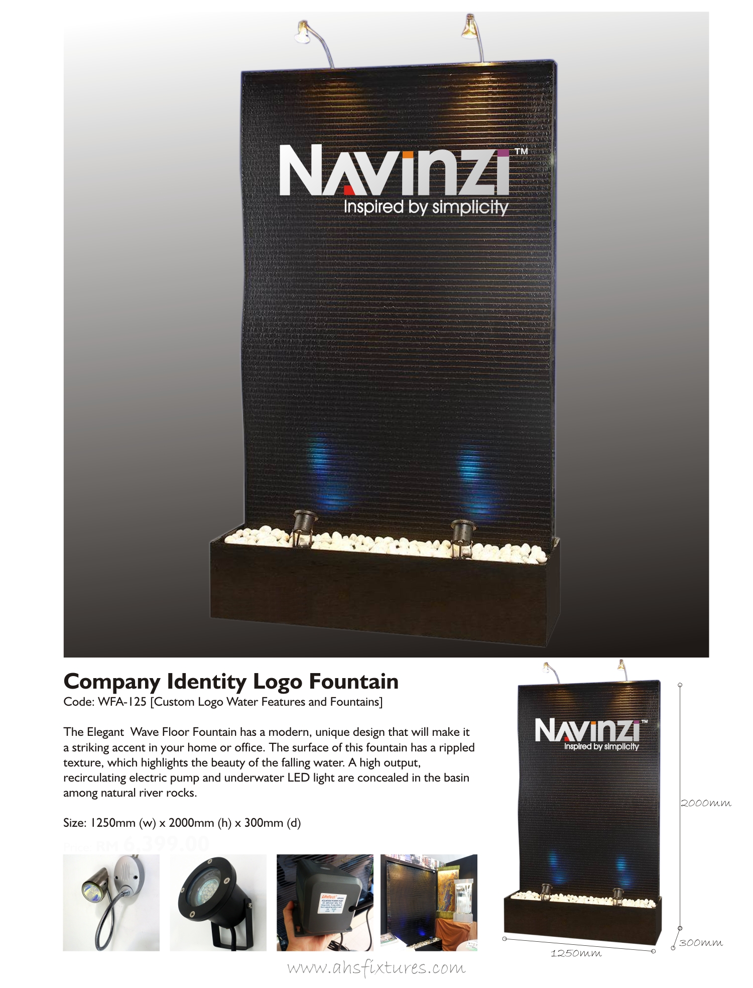 WFA-125L Company Identity Logo Sign Water Features Fountains
